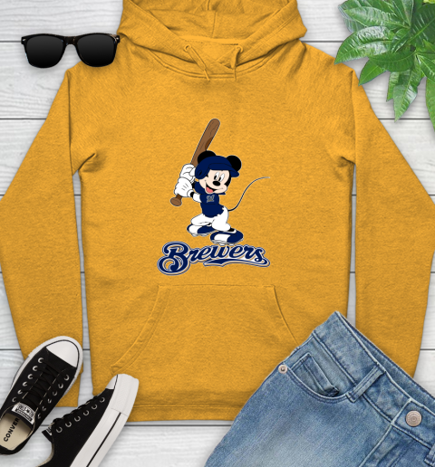 MLB Baseball Milwaukee Brewers Cheerful Mickey Mouse Shirt Youth Hoodie 3