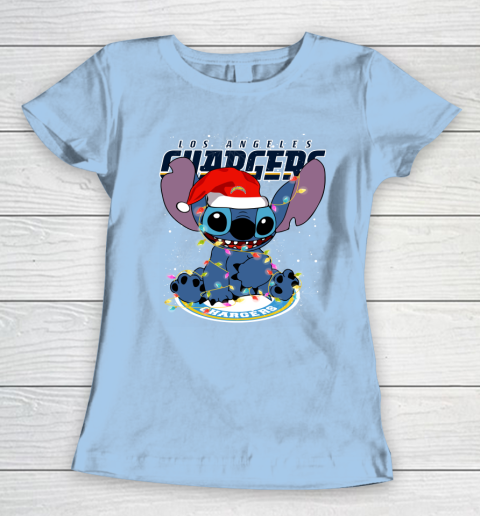Los Angeles Chargers NFL Football noel stitch Christmas Women's T-Shirt 4