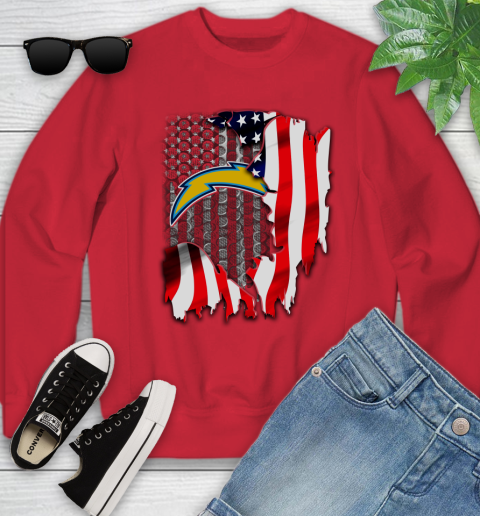 Los Angeles Chargers NFL Football American Flag Youth Sweatshirt 8