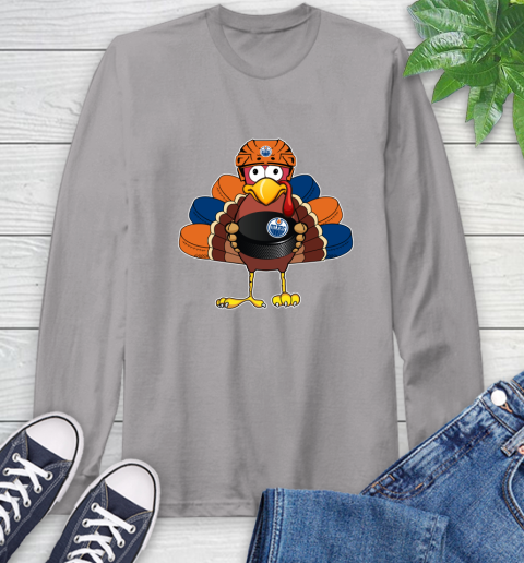 Edmonton Oilers Turkey Thanksgiving Day Long Sleeve T-Shirt 6
