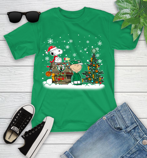 Boston Celtics NBA Basketball Christmas The Peanuts Movie Snoopy Championship Youth T-Shirt 8