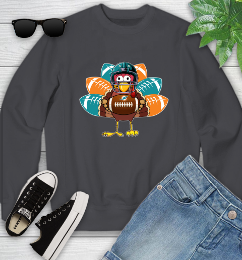 Miami Dolphins Turkey Thanksgiving Day Youth Sweatshirt 6