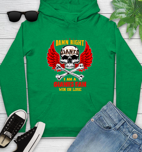 MLB Damn Right I Am A San Francisco Giants Win Or Lose Skull Baseball Sports Youth Hoodie 9