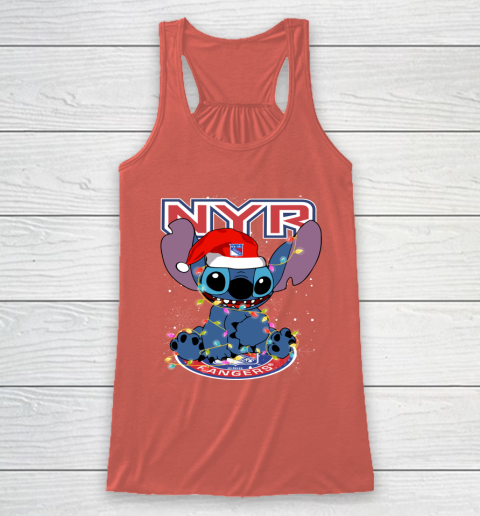 New York Rangers NHL Hockey noel stitch Christmas Racerback Tank 2