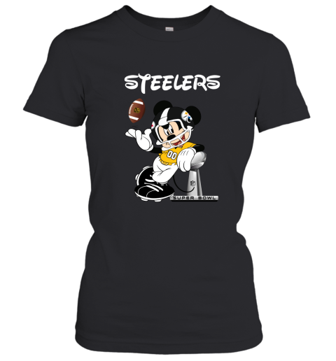 Mickey Steelers Taking The Super Bowl Trophy Football Women's T-Shirt