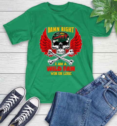 NHL Damn Right I Am A Minnesota Wild Win Or Lose Skull Hockey Sports T-Shirt 7