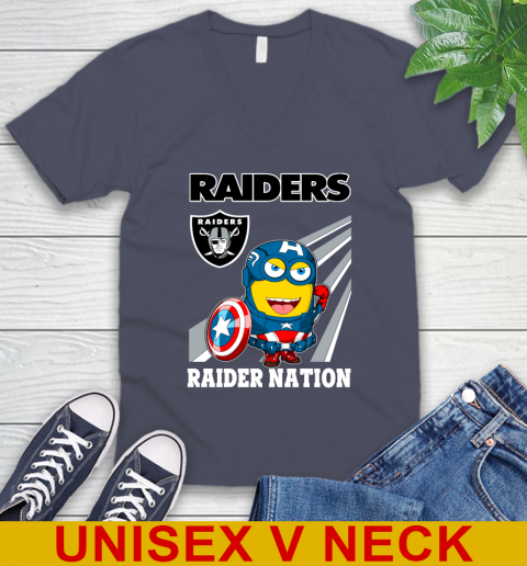 NFL Football Oakland Raiders Captain America Marvel Avengers Minion Shirt V-Neck T-Shirt 7