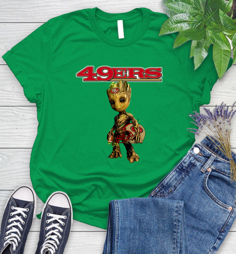 San Francisco 49ers NFL Football Groot Marvel Guardians Of The Galaxy Women's T-Shirt 6