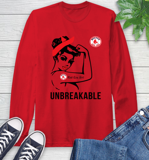MLB Boston Red Sox Girl Unbreakable Baseball Sports Long Sleeve T-Shirt 9
