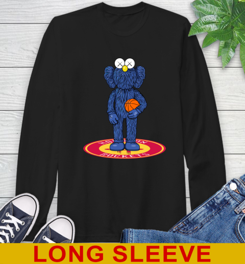 NBA Basketball Houston Rockets Kaws Bff Blue Figure Shirt Long Sleeve T-Shirt 2