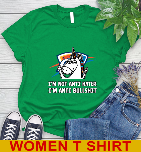 Oklahoma City Thunder NBA Basketball Unicorn I'm Not Anti Hater I'm Anti Bullshit Women's T-Shirt 6
