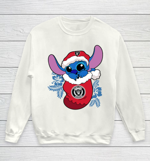 Oakland Raiders Christmas Stitch In The Sock Funny Disney NFL Youth Sweatshirt 2