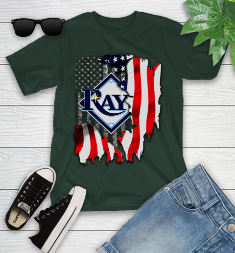 Tampa Bay Rays MLB Baseball American Flag Youth T-Shirt 5