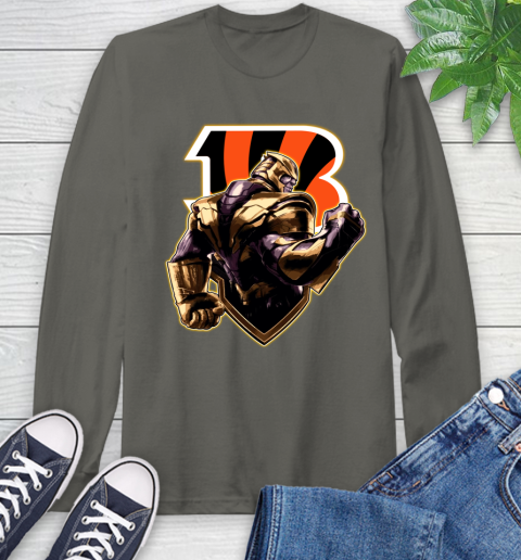 NFL Thanos Avengers Endgame Football Sports Cincinnati Bengals Long Sleeve T-Shirt 8