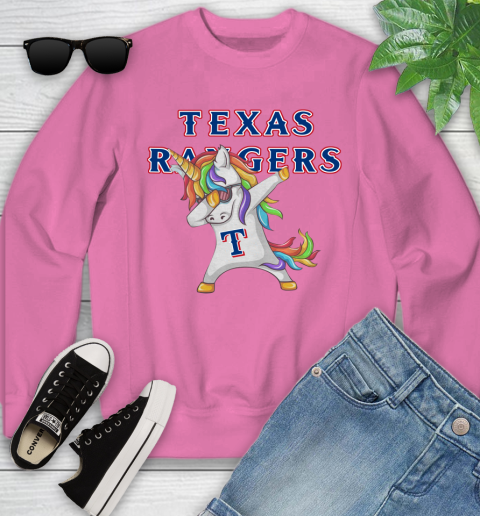Texas Rangers MLB Baseball Funny Unicorn Dabbing Sports Youth Sweatshirt 7