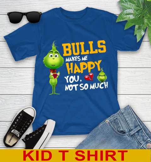 NBA Chicago Bulls Makes Me Happy You Not So Much Grinch Basketball Sports Youth T-Shirt 10