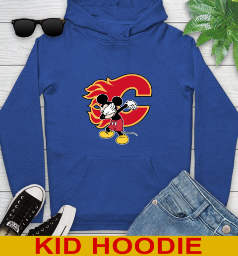 Calgary Flames NHL Hockey Dabbing Mickey Disney Sports Youth Hoodie 10