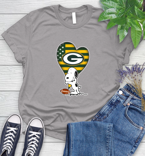 Green Bay Packers NFL Football The Peanuts Movie Adorable Snoopy Women's T-Shirt 5