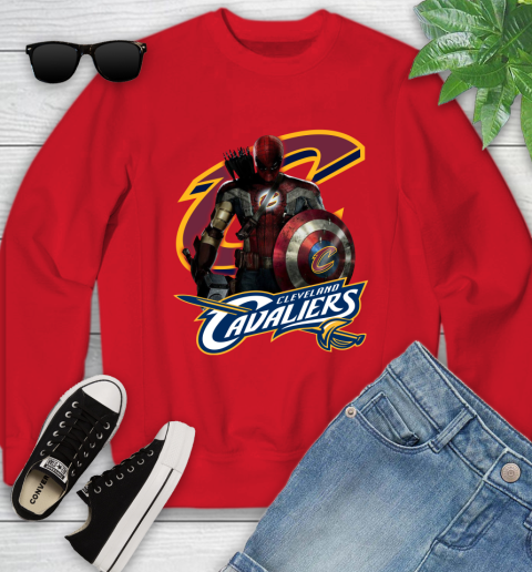 Cleveland Cavaliers NBA Basketball Captain America Thor Spider Man Hawkeye Avengers Youth Sweatshirt 9