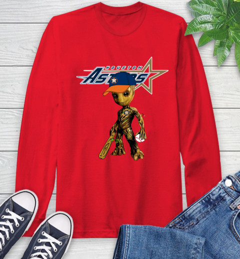 MLB Houston Astros Groot Guardians Of The Galaxy Baseball Long Sleeve T-Shirt 10