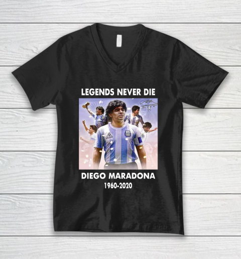 Diego Maradona Argentina Football Legend Never Die Rest In Peace 1960 2020 Rest In Peace V-Neck T-Shirt