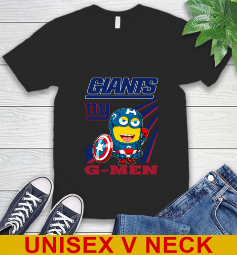 NFL Football New York Giants Captain America Marvel Avengers Minion Shirt V-Neck T-Shirt