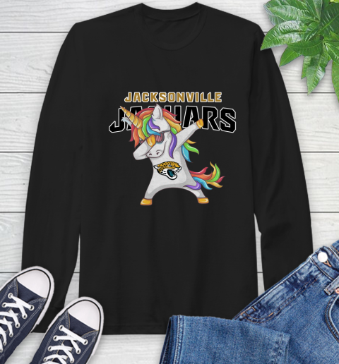 Jacksonville Jaguars NFL Football Funny Unicorn Dabbing Sports Long Sleeve T-Shirt 2