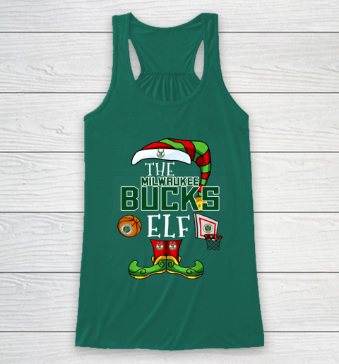 Milwaukee Bucks Christmas ELF Funny NBA Racerback Tank 5
