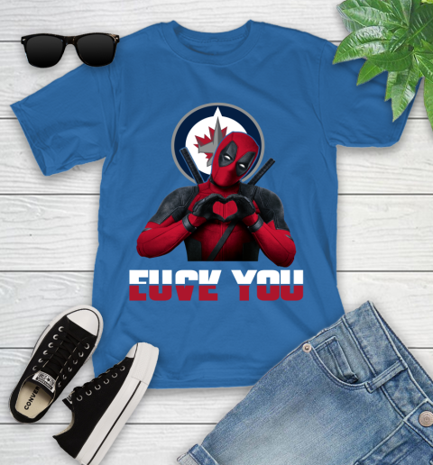 NHL Winnipeg Jets Deadpool Love You Fuck You Hockey Sports Youth T-Shirt 12