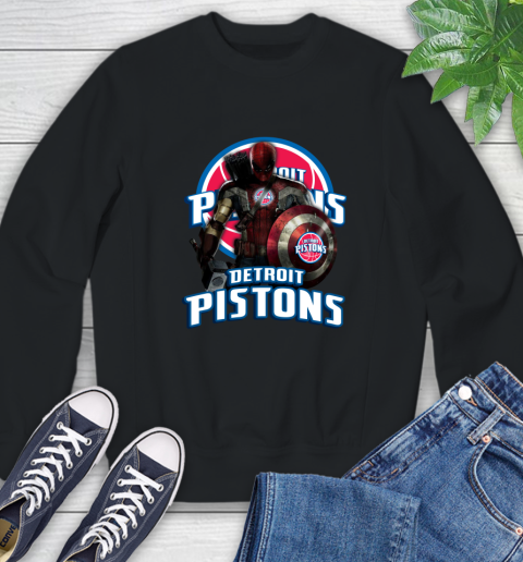 Detroit Pistons NBA Basketball Captain America Thor Spider Man Hawkeye Avengers Sweatshirt 2