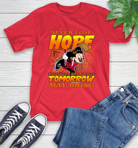 Chicago Blackhawks NHL Hockey ootball Mickey Disney Never Lose Hope T-Shirt 11