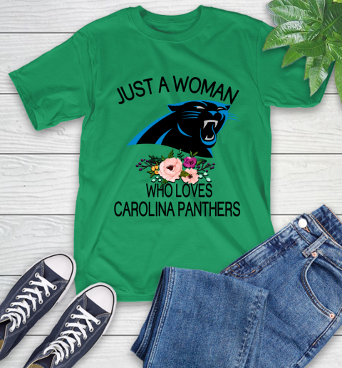 NFL Just A Woman Who Loves Carolina Panthers Football Sports T-Shirt 5