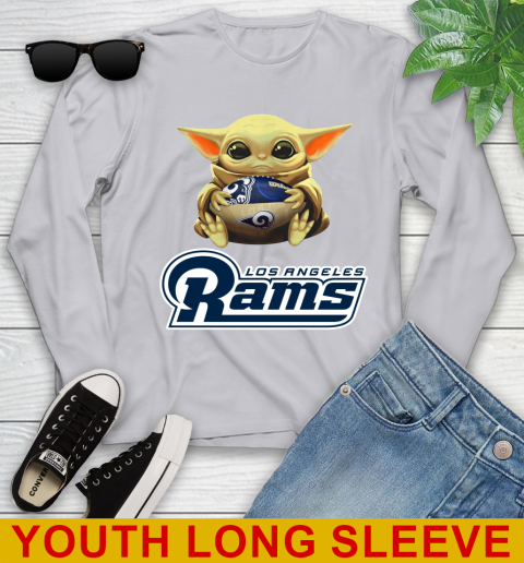 NFL Football Los Angeles Rams Baby Yoda Star Wars Shirt Youth Long Sleeve 7 NFL Football Los Angeles Rams Baby Yoda Star Wars Shirt Youth Long Sleeve - Image 7