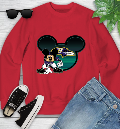 NFL Baltimore Ravens Mickey Mouse Disney Football T Shirt Youth Sweatshirt 9