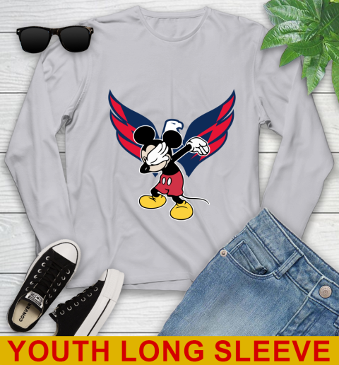 Washington Capitals NHL Hockey Dabbing Mickey Disney Sports Youth Long Sleeve 6