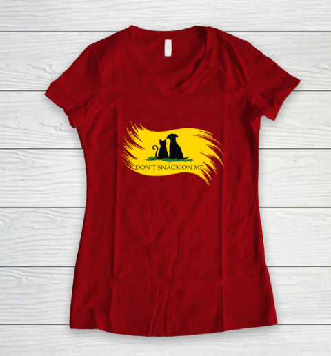 Don't Snack on Me Funny Cats Dogs, Pet Women's V-Neck T-Shirt 6