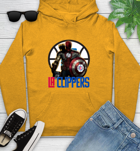 LA Clippers NBA Basketball Captain America Thor Spider Man Hawkeye Avengers Youth Hoodie 3