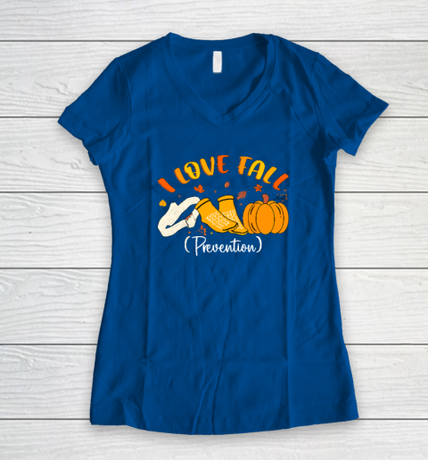 Nurse Fall I Love Fall Prevention Fall Physical Therapy Women's V-Neck T-Shirt 5