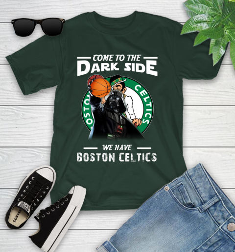 NBA Come To The Dark Side We Have Boston Celtics Star Wars Darth Vader Basketball Youth T-Shirt 5