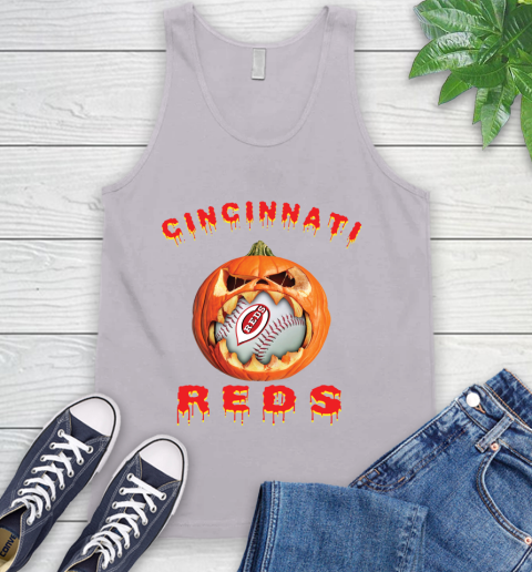 MLB Cincinnati Reds Halloween Pumpkin Baseball Sports Tank Top 4
