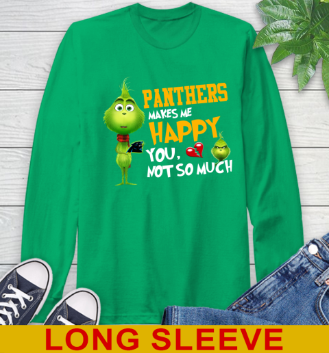 NFL Carolina Panthers Makes Me Happy You Not So Much Grinch Football Sports Long Sleeve T-Shirt 8