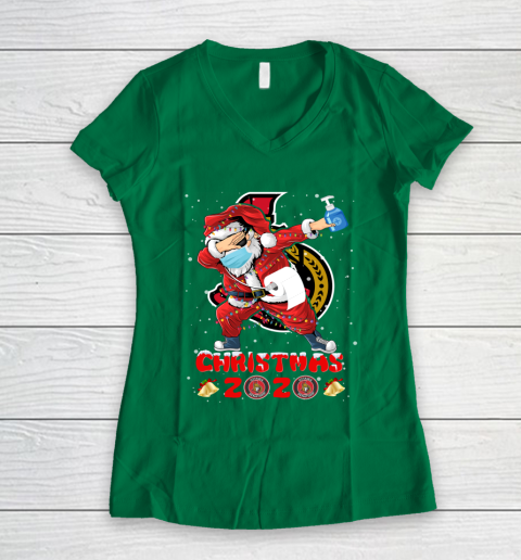Ottawa Senators Funny Santa Claus Dabbing Christmas 2020 NHL Women's V-Neck T-Shirt 3