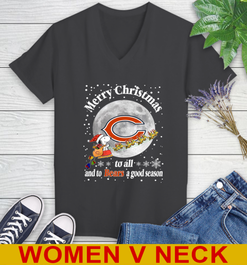 Chicago Bears Merry Christmas To All And To Bears A Good Season NFL Football Sports Women's V-Neck T-Shirt 8