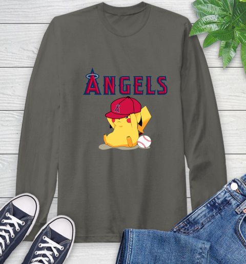 MLB Pikachu Baseball Sports Los Angeles Angels Long Sleeve T-Shirt 8