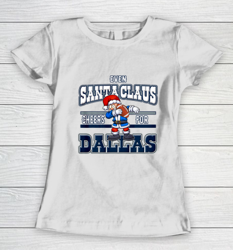 Dallas Christmas Day Funny Santa Playing Texas Football Women's T-Shirt