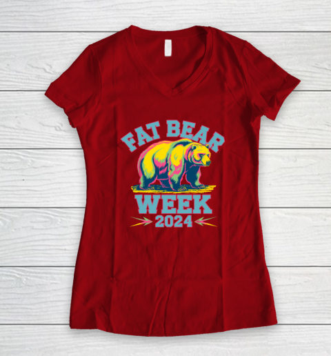 Fat Bear Week 2024 Grazer Animal Lover Alaska Katmai Nature Women's V-Neck T-Shirt 6