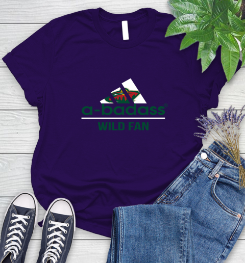 NHL A Badass Minnesota Wild Fan Adidas Hockey Sports Women's T-Shirt 4