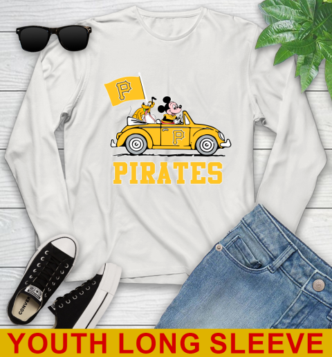 MLB Baseball Pittsburgh Pirates Pluto Mickey Driving Disney Shirt Youth Long Sleeve 12