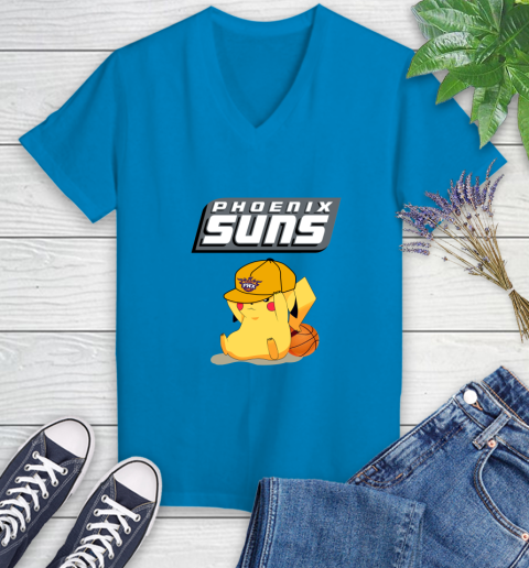 NBA Pikachu Basketball Sports Phoenix Suns Women's V-Neck T-Shirt 7