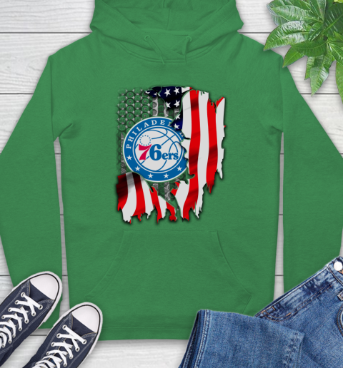 Philadelphia 76ers NBA Basketball American Flag Hoodie 8